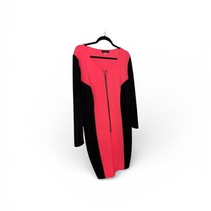 Monif C. Vibrant Pink and Black Zipper Dress